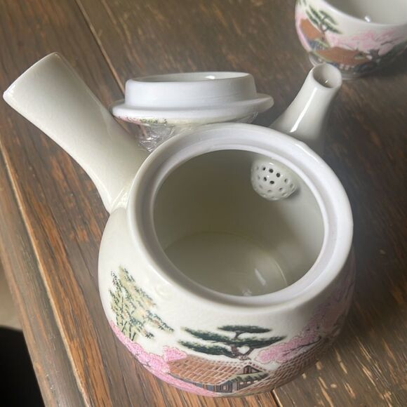 Japanese Tea Set 6 piece Teapot Cups Cherry Blossom - Picture 2 of 8